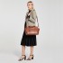 LH6910 - Miss Lulu Leather Look Classic Handbag - Brown